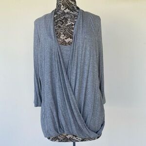 Laila Jayde Gray 3/4 Sleeve Wrap Tunic